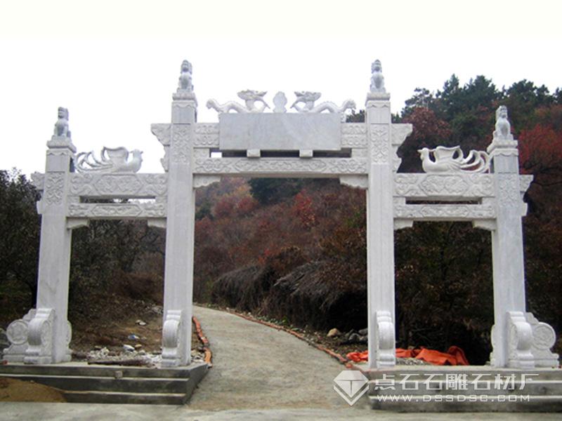 三门简易汉白玉牌坊